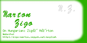 marton zigo business card